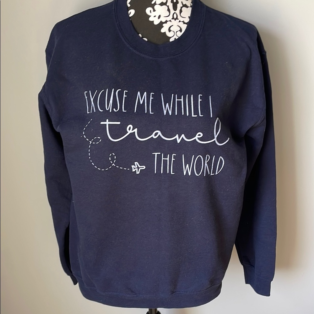 Navy Blue Travel Graphic Sweatshirt